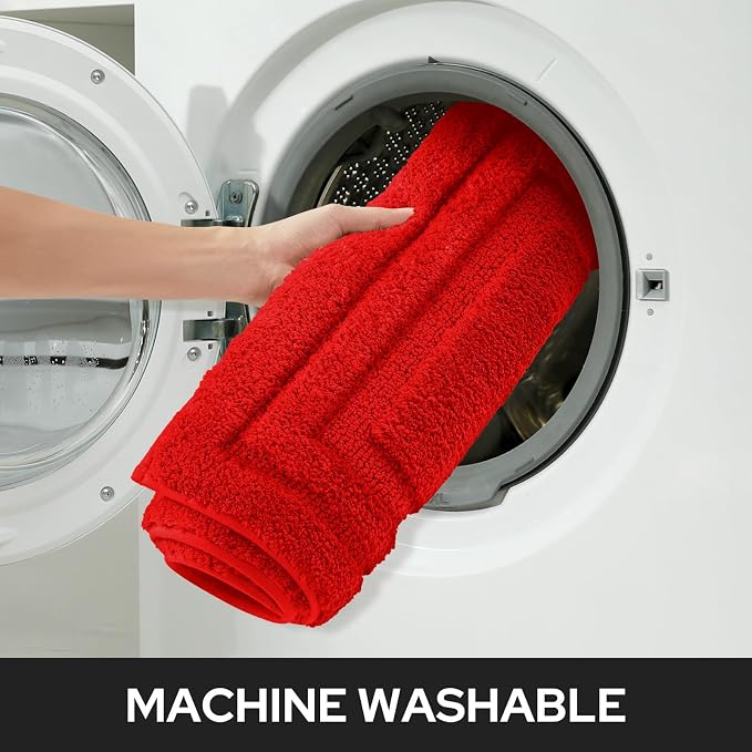 HOMEIDEAS Bathroom Rugs Sets 2 Piece, Super Soft and Absorbent Non Slip Microfiber Machine Washable Bath Mat Set (20" x 32" + 16" x 24", Red)