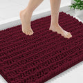 Smiry Bathroom Rugs Mat 36x24, Extra Soft Absorbent Chenille Bath Rugs, Non Slip Rubber Backing Machine Washable Quick Dry Bath Mats for Bathroom Floor, Tub, Shower, Home Decor Accessories, Burgundy