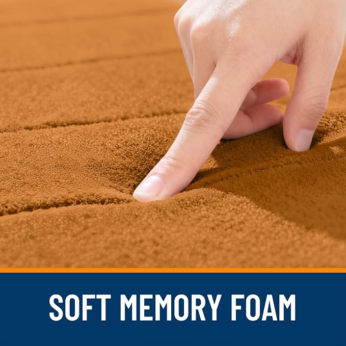 OLANLY Memory Foam Bath Mat 32x20, Super Soft Absorbent Bathroom Rugs, Quick Dry, Machine Washable Shower Floor Rugs, Bathmat Carpet, Bathroom Home Decor Accessories, Ochre