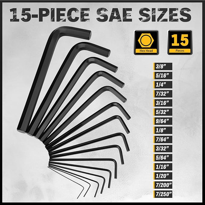 ELEAD Hex Key Allen Wrench Set: 41-Piece Hex and Torx Key Set with Torque Handle, Standard SAE(0.028"-3/8") & Metric(0.7mm-10mm) & Torx(T9-T50) in Storage Case, Heat Treated Chrome Vanadium Steel