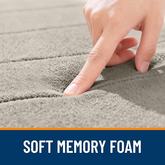 OLANLY Memory Foam Long Bathroom Rugs Runner 47x20, Super Soft Absorbent Bath Mat, Quick Dry, Machine Washable Shower Floor Rugs, Bathmat Carpet, Bathroom Home Decor Accessories, Warm Taupe