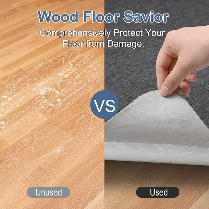 Placoot Office Chair Mat for Hardwood Floor, 55"x63" Large Size Computer Chair Mat, Desk Chair Mat, Large Anti-Slip Floor Protector for Home Office Dark Grey