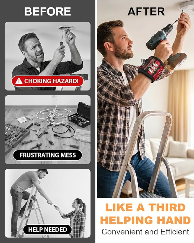 Father Day Gifts from Daughter Wife Son Magnetic Wristband: Men Tool Gifts for Men Him Belt Magnet Wrist for Holding Screws Nails Cool Gadgets Ideas Grandpa Father Day Gifts for Husband Dad Papa