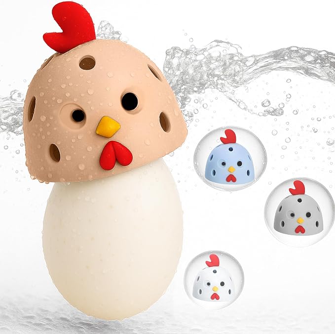 Egg Washer for Fresh Eggs, Egg Scrubber for Fresh Eggs, Reusable Silicone Chicken Shaped Scrubs, Chicken Egg Cleaner, Eggshell Cleaner for Poultry Farm, Housewife Kitchen Helper Tool (Brown Chick Cap)