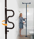 Stander Wonder Pole Plus with Rotating Double Grab Bar, Tension Mounted Security Pole for Seniors & Elderly Adults, No-Drill Floor to Ceiling Transfer Pole for Home & Bath Safety, Black
