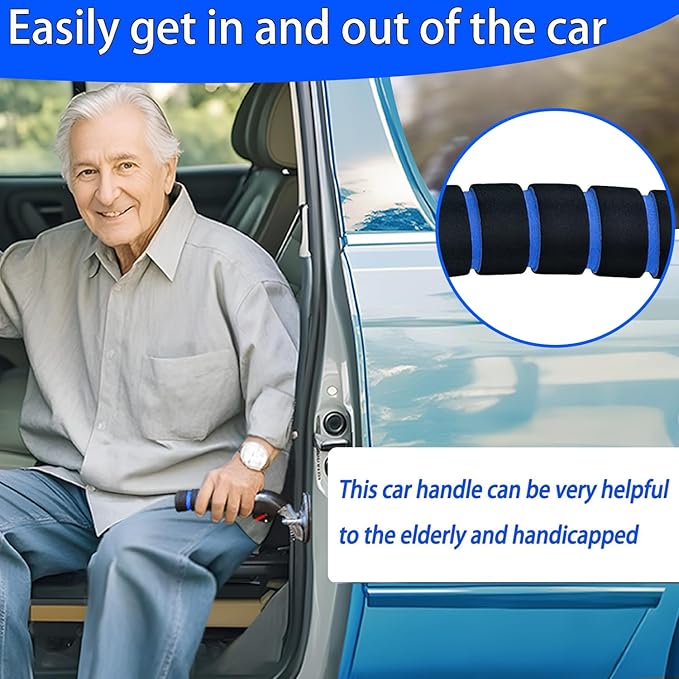 KOUNATSURI Car Door Handle for Elderly Car Assist Support Handle Multifunction Car Door Latch Bar for Seniors and Handicapped(Blue)