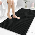 OLANLY Bathroom Rug Mat 44x24, Thick Soft and Absorbent Chenille Bath Mat, Non-Slip Rubber Backing, Machine Washable Quick Dry Bath Rugs for Tub Shower Floor, Home Decor Accessories, Black