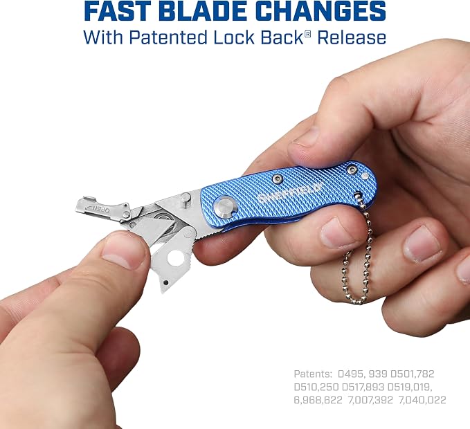 Sheffield Mini Box Cutter, Mini Utility Knife Aluminum Handle, Accepts Mini Utility Blades, Keychain Knife for Home, Office, Trades, and Warehouse