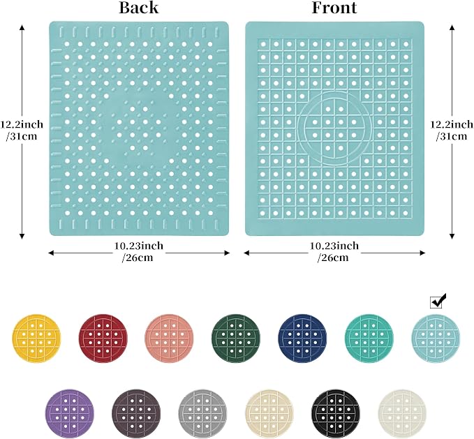 WILLKOMMEN Kitchen Sink Mat, 12" x 10" Rectangular Sink Protector Pad, Fast-Draining Grid Design Liner, Dish Drying Mat 2 Pack Mint Blue