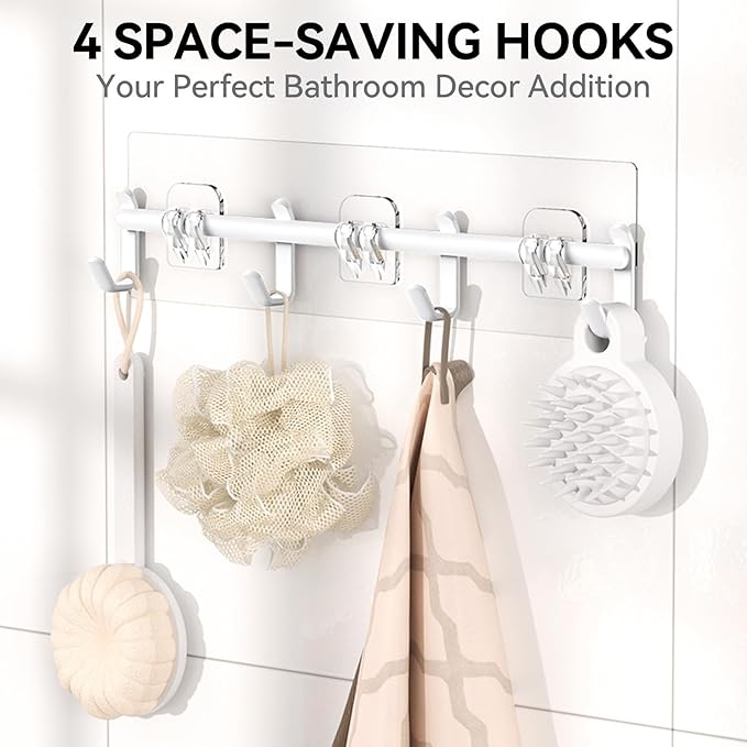 YASONIC Shower Caddy Adhesive, Rustproof Shower Organizer with Soap Holder, Large Capacity Shower Shelves for Inside Shower, No Drilling Bathroom Organizers and Storage for Home Decor（6 Pack White）