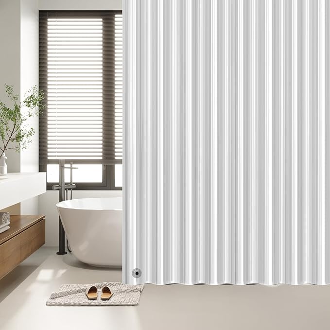 EHZNZIE Clear Black Shower Curtain Liner 72x72, PEVA Waterproof Bath Curtain, No Chemical Smell, 3 Weighted Magnets, Durable with Rustproof Metal Grommets