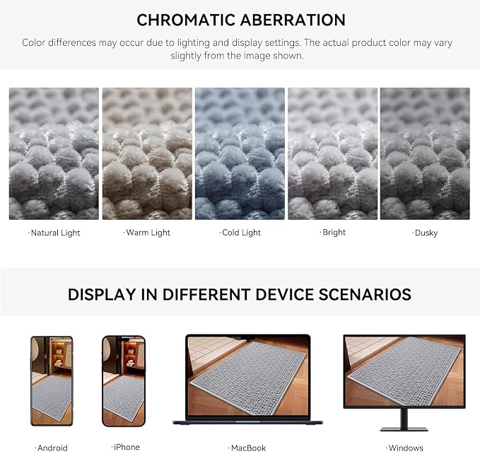 16x24 Extra Soft Chenille Bathroom Rugs - Non Slip Quick Dry Absorbent & Washable Bath Mat, Thin Low Profile Fit Under Door, Shower Mat for Outside Shower - Grey
