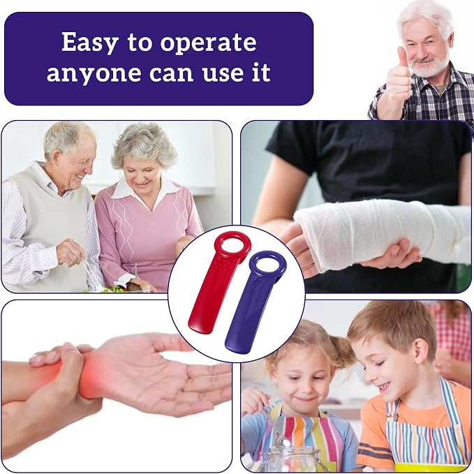 2 PACK Easy Grip Jar Opener Gripper, Jar Key for Seniors, Arthritis, Carpal Tunnel Sufferers, Durable Plastic Lid Opener（Blue/Rose Red）