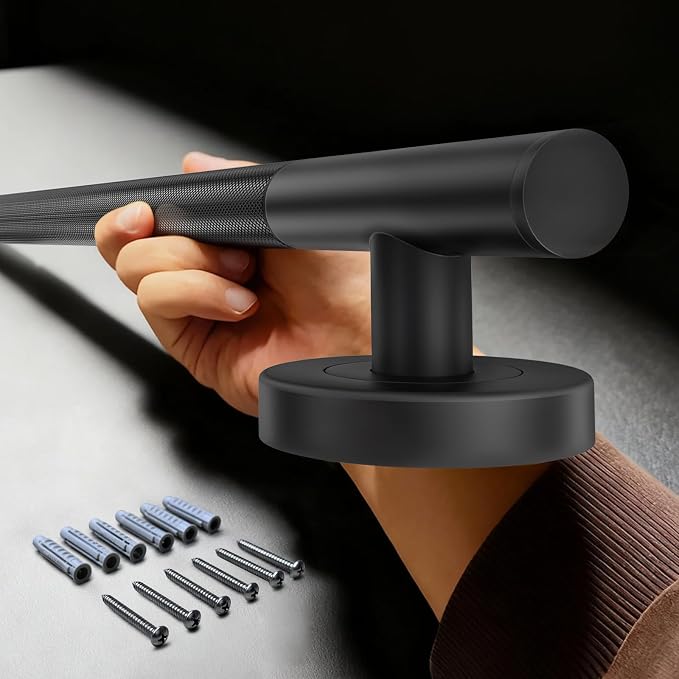 Lava Odoro Black Shower Grab Bars, 12" Stainless Steel Bathroom Safety Grab Bar, Upgrade Anti-Slip Knurling Shower Grab for Bathtub, Shower Handle for Elderly and Handicap, ADA Compliant, Matte Black
