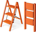 HillhutApex 3 Step Ladder, Lightweight Portable 3 Step Stool with Anti-Slip Wide Pedal, 330lbs Capacity Aluminum Ladder for Household,Office,Kitchen(Orange)