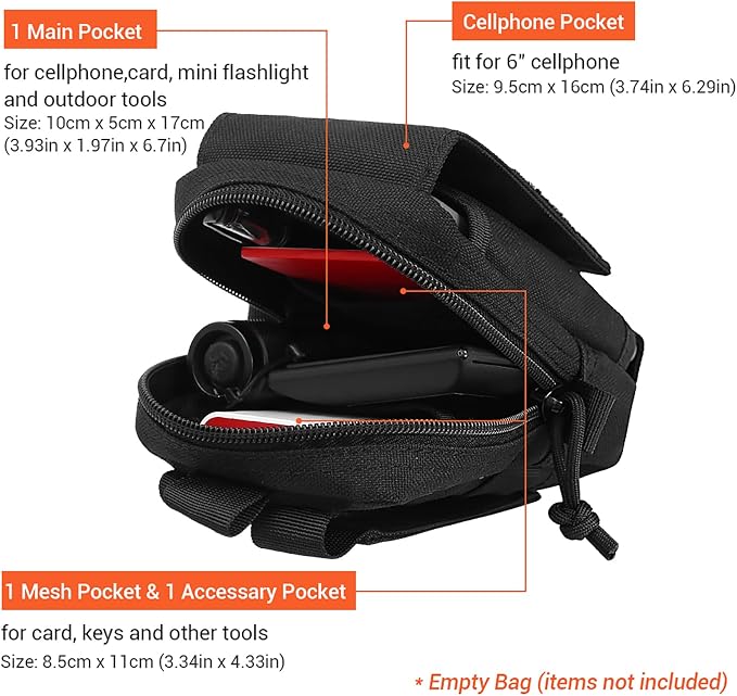 Tactical Molle Utility Pouch Cell Phone Pouch, Waist Bag Belt Pouch for Men, EDC Bag Gadget Organizer Vest Pack Purse Mobile Phone Case Hunting Compact Bag for Runing