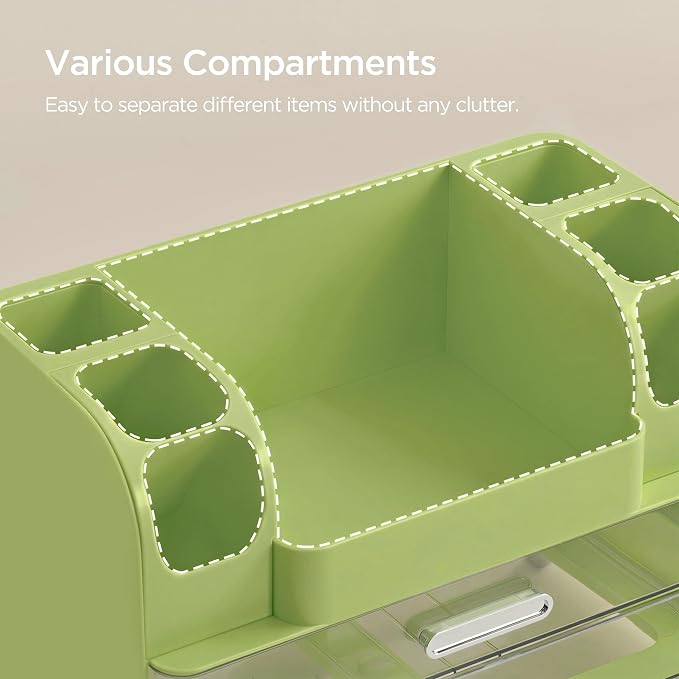 HBlife Makeup Organizer for Vanity with Brush Holder, Large Bathroom Countertop Cosmetic Organizer Skincare Storage, Easy to Store Lipsticks, Nail Polishes, Perfumes, Eyeshadow Palettes, Avocado Green