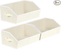 Homsorout Trapezoid Closet Shelf Organizer - Large Baskets for Organizing, Fabric Storage Box for Shelves, Cube Storage Bins for Clothes, Books, Blankets, 3 Pack, Beige