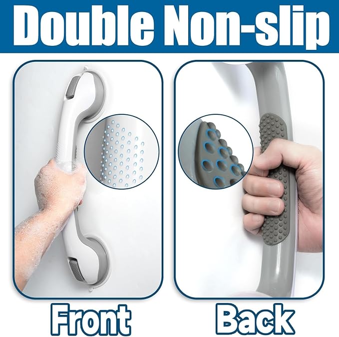 Grab Bars for Shower Handle Shower Grab Bars for Seniors Safety 2 Pcs 16.08 Inch Elderly Suction Cup Bathtubs and Showers Toilet Handles for Elderly Safety Walls Bathroom Tub Handles Hand Rail