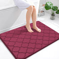 OLANLY Memory Foam Bath Mat Rug 40x32, Ultra Soft and Absorbent Bathroom Rugs, Non-Slip, Comfortable, Machine Washable Bath Carpet for Bathroom Floor, Tub, Shower and Home Decor Accessories, Burgundy