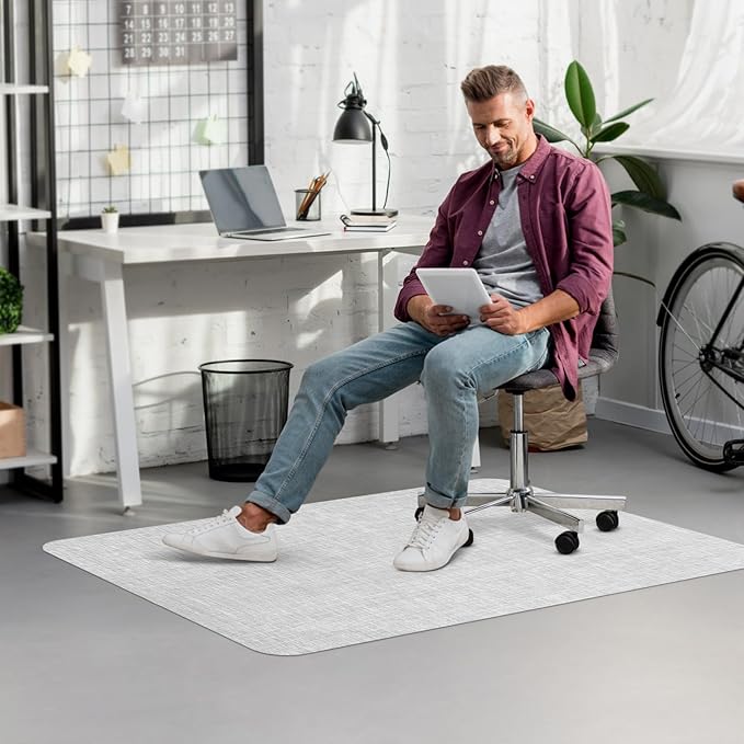 Blvornl Office Chair Mat for Hardwood Floor, 47.2"x 60" Desk Computer Chair Mat for Hard Wood and Tile Floor, Large Anti-Slip Hard Floor Protector Rolling Chair Mat, PVC Mat Desk Rug Light Grey