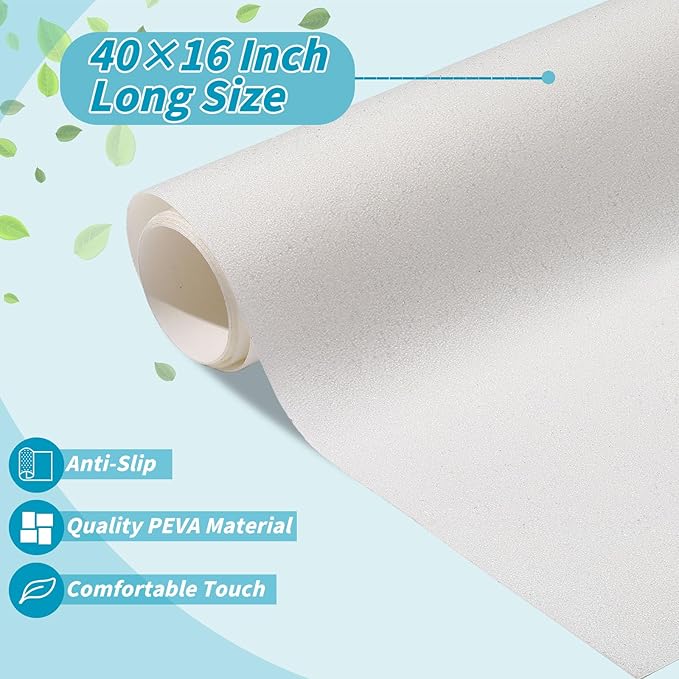 Dunzoom 16" x 40" Non Slip Bathtub Mat with Drain Cut Out Anti Slipping Non Skid Safe Tub Mat Adhesive Peel and Stick Bath Tub Mat PEVA Tub Sticker for Shower Floor Boat Wet Areas(Clear)