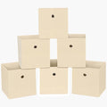 Foldable Storage Cubes Bins ,11 Inch Cloth Storage Cube Fabric Storage Box Cubes Organizer Baskets with Handles for Home Organizer Set of 6 (Creamy-White)