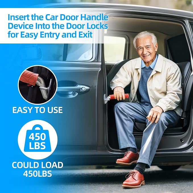 2 Pack Car Handle Assist for Elderly: Vehicle Support Handle - Auto Grab Bar Support Aids - Portable Vehicle Assistance Handles for All Vehicles (Red)