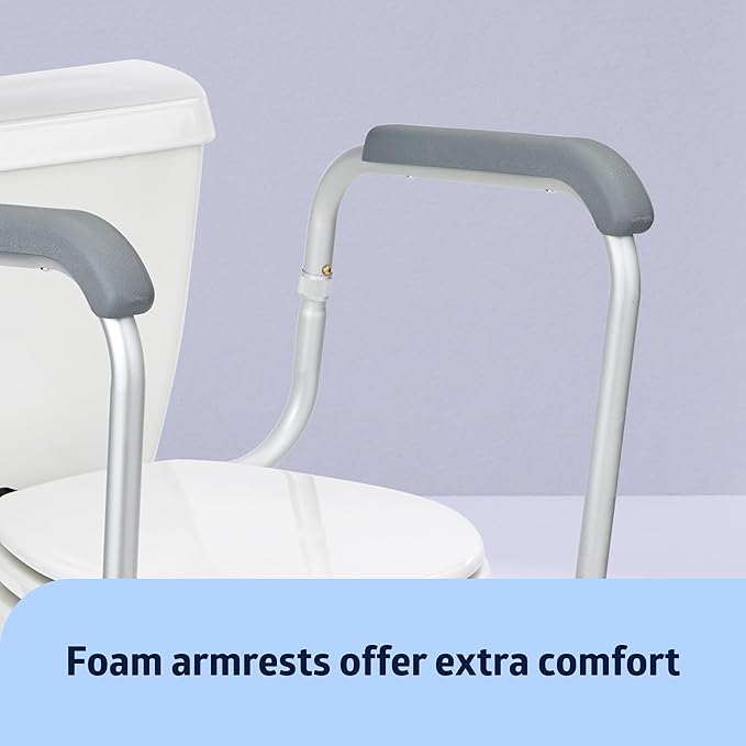 Medline Toilet Handle Safety Rail, Grab Bar for Bathroom, 26" to 31" Adjustable Height, 250-lb. Capacity