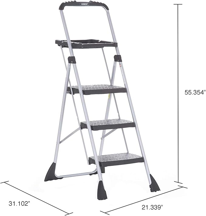 Cosco Max Steel Work Platform, Easy Fold One-Hand Lock, Convenient Project Trays, Stable & Secure, ANSI Rated 225 lbs, 10 Year Warranty