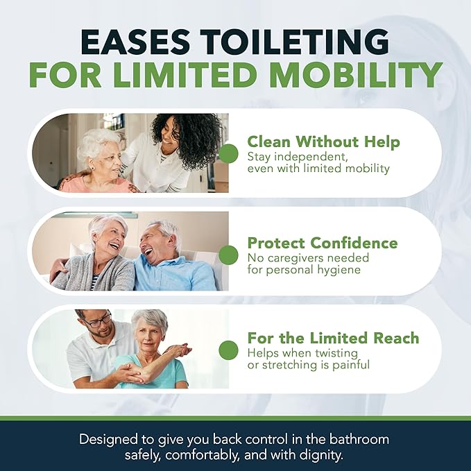 FreedomWand Multipurpose Toilet Aids - 20" Inch Wiping Aid Toileting for Women & Men, Butt Wiper Tool, Toilet Assist Device and Paper Extender, Ideal for Elderly, Disabled and Post Surgery Use