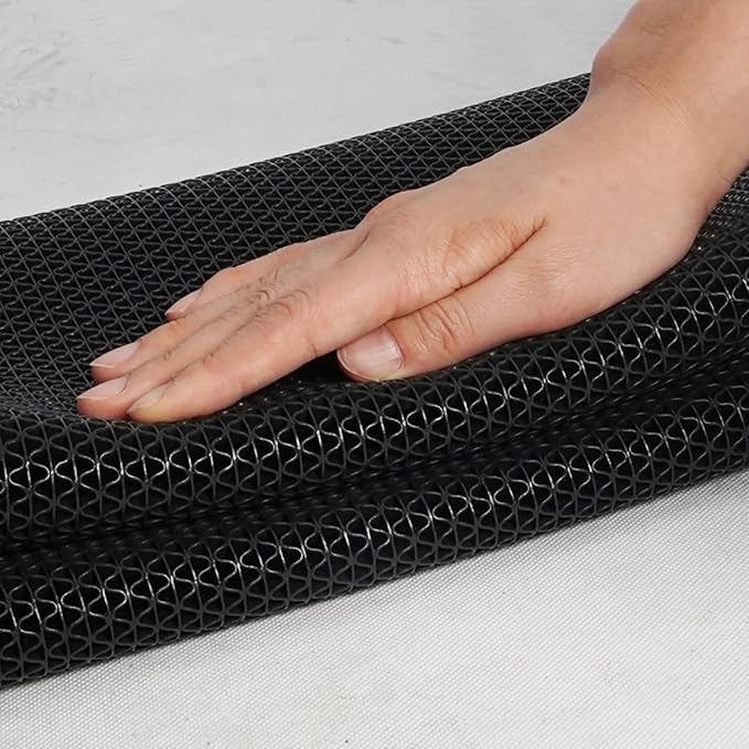 Drainage Non Slip Mats 3'x10' Heavy Duty Commercial Floor Mat Mesh Hollow Door Mat Roll for Swimming Pool Bathroom Kitchen Garage Indoor Outdoor Wet Area (Black, 0.9×3M/3×10FT)