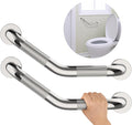 16 Inch Angled Shower Grab Bar, Munzong Anti Slip Satin Brushed Nickel Bathroom Grab Bar, Knurled Bathroom Balance Bar,Safety Hand Rail Support Handicap Elderly Injury Senior Assist Bath Handle