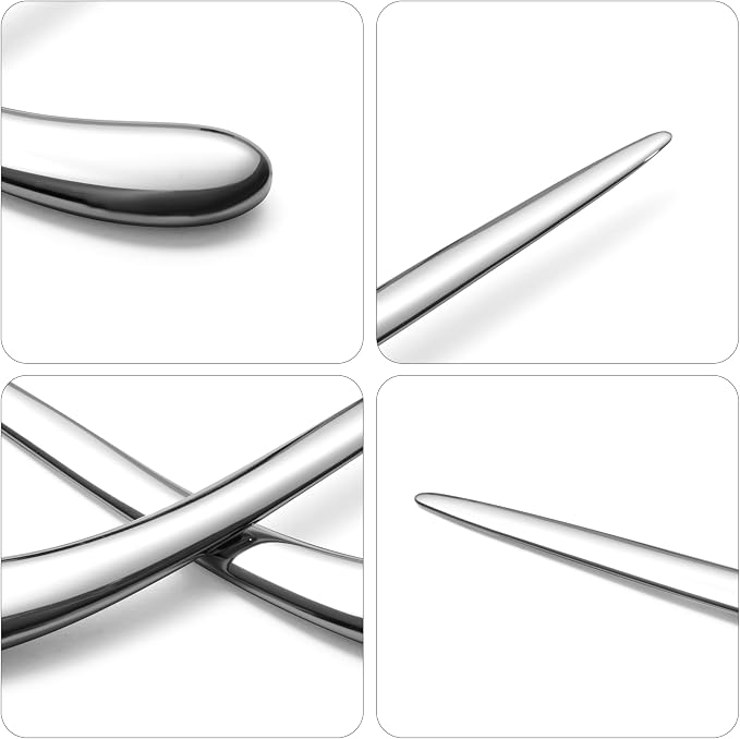 Natico Originals Non-Tarnishing Silver Contemporary Home and Office Desktop Letter Opener, Sleek Curved Edge Comfortable Grip, Paperweight (30-364)