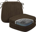 baibu Kitchen Chair Cushions Set of 4, Dual-Layer Patented Design Memory Foam Dining Chair Pads with Ties and Washable Cover, 4 Pack, 17" x 16" x 2", Dark Brown
