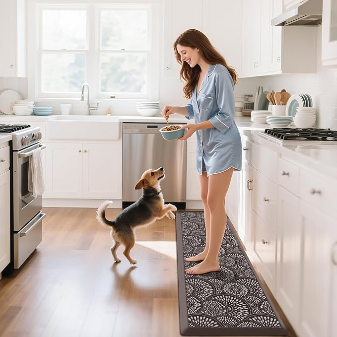 Mattitude 4/5 Inch Kitchen Mat, 17.3x59in Heavy Duty Ergonomic Comfort Foam Standing Desk Mat, Waterproof Non-Slip Standing Mats and Rugs for Kitchen, Office, Chocolate