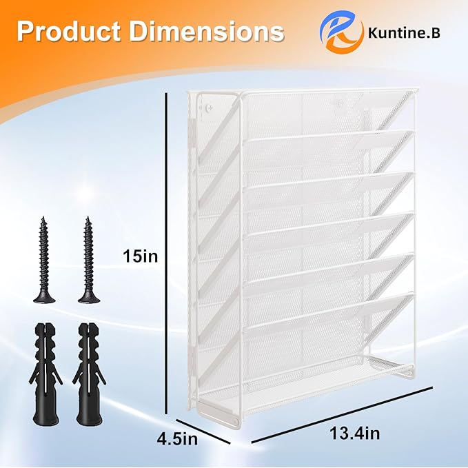 Kuntine.B Wall File Organizer (White, 7 Tier 2 Pack)