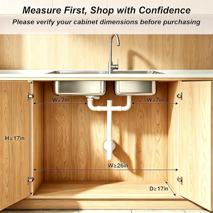 2 Pack Under Sink Organizer, 3-Tier Pull Out Kitchen Cabinet Organizer, Height Adjustable Metal Slide Out Bathroom Storage Makeup Drawer Rack for Bedroom Office Laundry Pantry Home Organization, Black