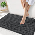 Smiry Bathroom Rugs Mat 32x20, Extra Soft Absorbent Chenille Bath Rugs, Non Slip Rubber Backing Machine Washable Quick Dry Bath Mats for Bathroom Floor, Tub, Shower, Home Decor Accessories, Dark Grey