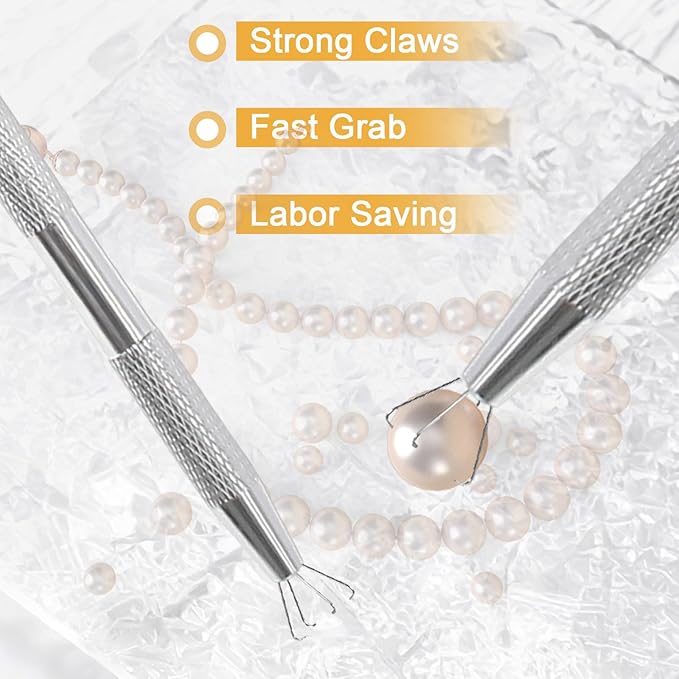 3 Pc Grabber Tool Holder Set, Stainless Steel 4 Claw Piercing Ball Grabber, Diamond Tweezers Pick Up Tool for Tiny Objects IC Chip Electronic Components