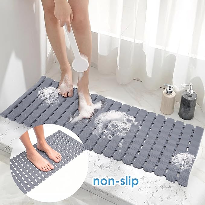 Bathtub Shower Mat, Pet Dog Bathing Non-Slip Mat, Dog Bath mat for tub, Quick Drain Bathtub Mat with Suction Cups & Drain Holes for Bathroom, 27.1x15.7 Inch (Mars Green)