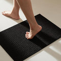 TYUU Black Bathroom Rugs Non Slip Washable, Super Absorbent Thin Bath Mat Quick Dry Low Pile Bathroom Rug, Black 20''x30''