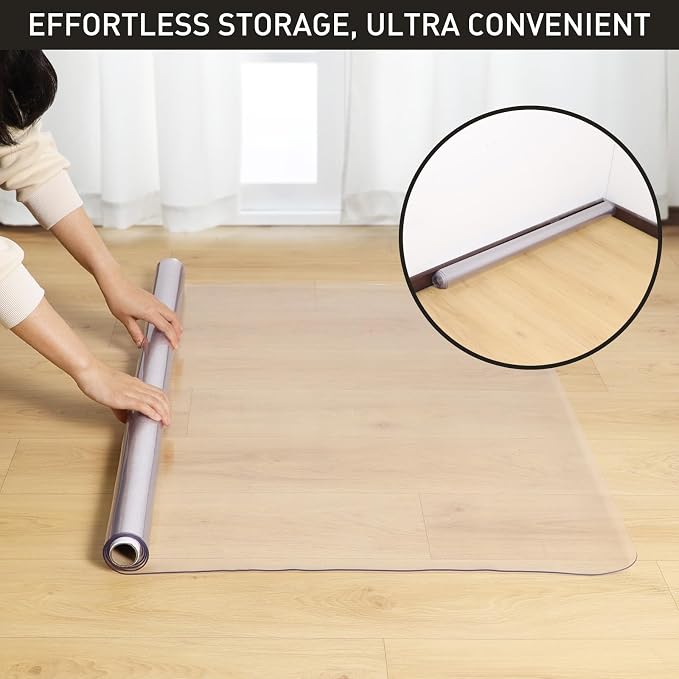 2'x20' Vinyl Runner Rug for Hallway, Clear Waterproof Kitchen Mat for Floor, Non-Slip Plastic Floor Mat for Entryway, Easy Clean Durable Area Mat for Bedroom, Laundry Room