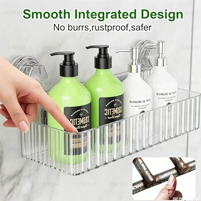 Shower Caddy Suction Cup Corner Bathroom Shower Organizer for Bathroom Storage & Home Decor Kitchen No Drilling Large Capacity Removable and Reusable Shower Shelves for Inside Shower (corner,Clear)