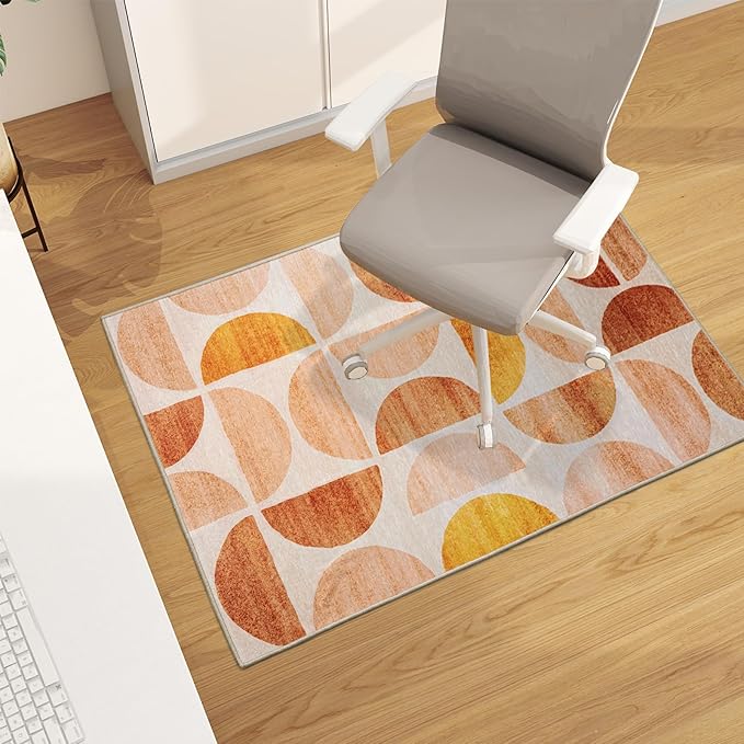 Office Chair Mat for Hardwood Floor, 48"x36" Easy Glide Computer Desk Mat Protector for Rolling Chair Under Desk Rug Nonslip Backing, Machine Wash (Modern)