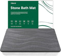 XMarrat Stone Bath Mat, 23.6'' x 15.4'' Super Absorbent Diatomaceous Earth Bath Mat Large, Quick Drying Non-Slip Diatomite Stone Bath Mats for Bathroom, Easy to Clean (Dark Gray)