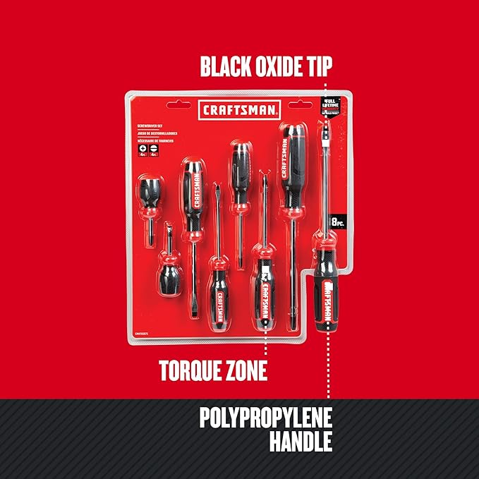 CRAFTSMAN Screwdriver Set, Bi-Material, 8 Piece Set (CMHT65075N)