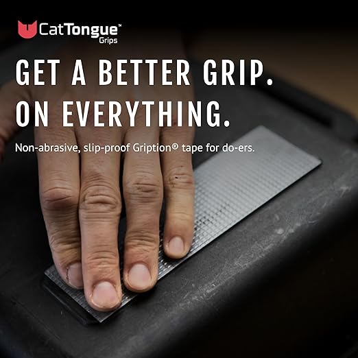 CATTONGUE GRIPS Non-Abrasive Grip Tape Roll - 1” Wide Heavy-Duty, Waterproof Anti-Slip Tape for Wrapping Tools, Grab Bars, Gym Equipment & More - Indoor & Outdoor Non-Skid Solution (Glow, 10ft)