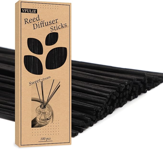VFULIE 100PCS Reed Diffuser Sticks, Refill Replacement for Aroma Fragranc (100, Black)
