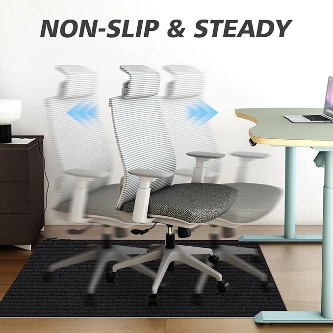 Sycoodeal Office Chair Mat,Computer Gaming Desk Chair Mat for Hard Wood & Tile Floor,Large Anti-Slip Floor Protector Rug,Easy to Clean,40" X 48" Black